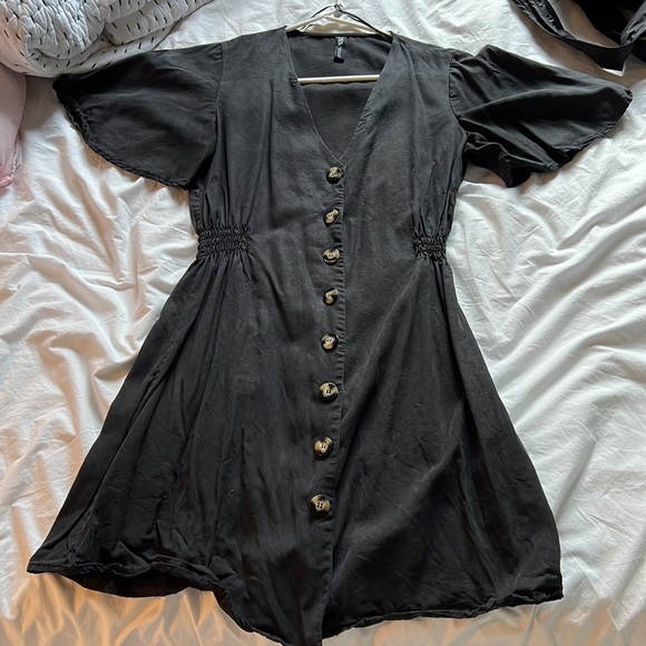 Zara Charcoal Buttoned Mini Dress - Picture 2 of 5